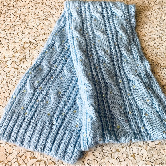 Vintage Accessories - Soft baby blue acrylic long winter scarf ski babe